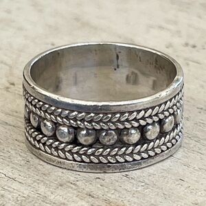 Vintage Silver Band with a Repeating Dot Design  6